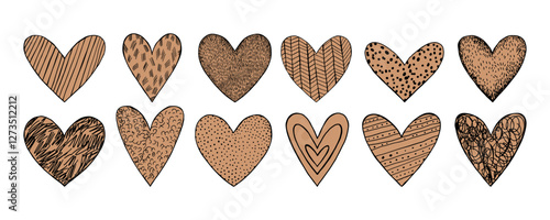 Craft hearts hand drawn vector illustrations cliparts isolated on white background for greeting cards invitations scrapbooking packaging designs