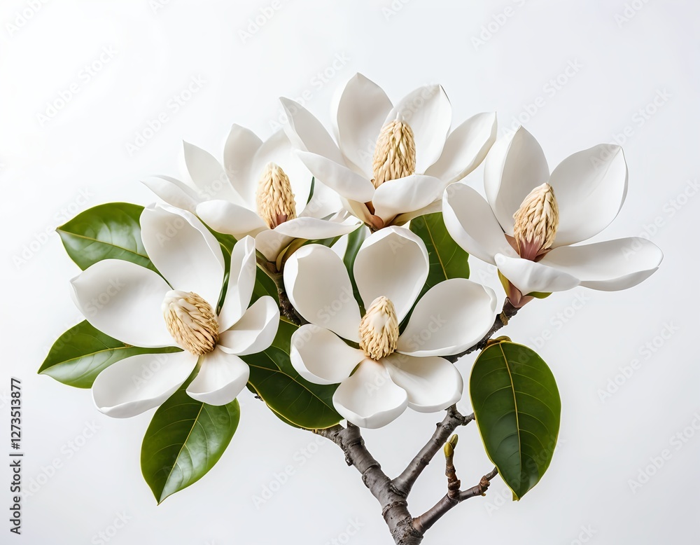 Fototapeta premium Elegant White Magnolia Blossoms
