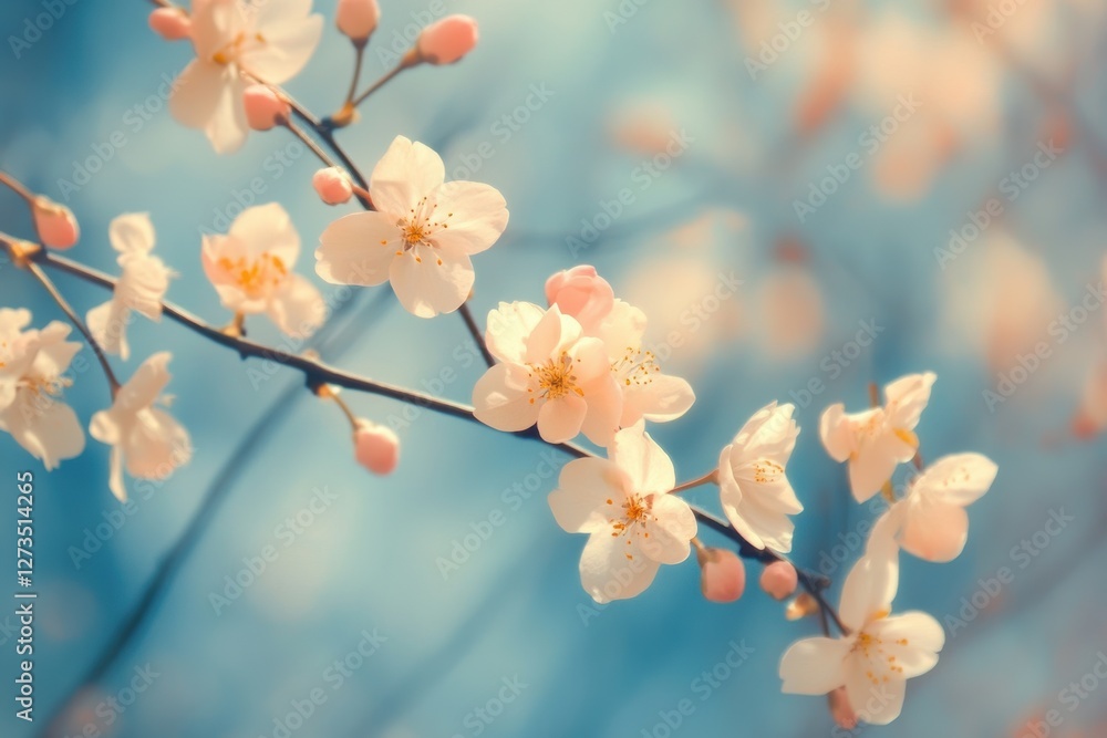 Soft pink blossoms on a spring branch. Soft pink blossoms on a spring branch.