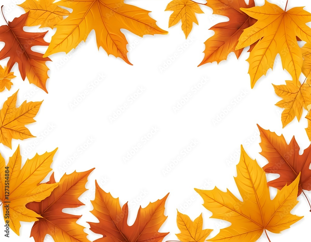 Autumn Leaves Frame, White Background Autumn Leaves Frame, White Background