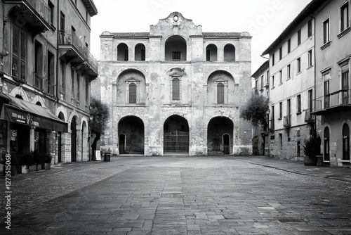 Italian Town Square Building Facade photo