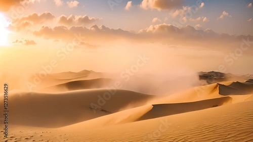 Sand Blowing in Sand Dunes in Wind in the Desert