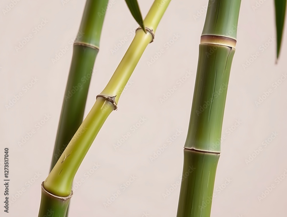 Fototapeta premium Green Bamboo Stalks Close-up Displaying Natural Patterns and Textures