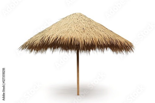 Tropical Tiki Thatch Umbrella: A Simple, Isolated Illustration Perfect for Summer Designs, Beach Party Invitations, Travel Brochures, Tropical Themed Websites, Vacation Ads, Holiday Greetings,        