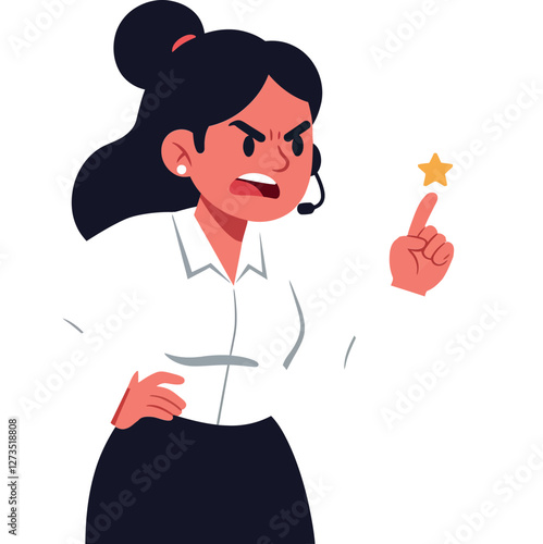 Woman in white shirt showing frustration in flat vector art