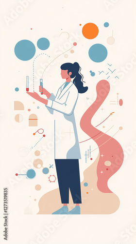Wallpaper Mural Abstract illustration of a female scientist in a lab Torontodigital.ca