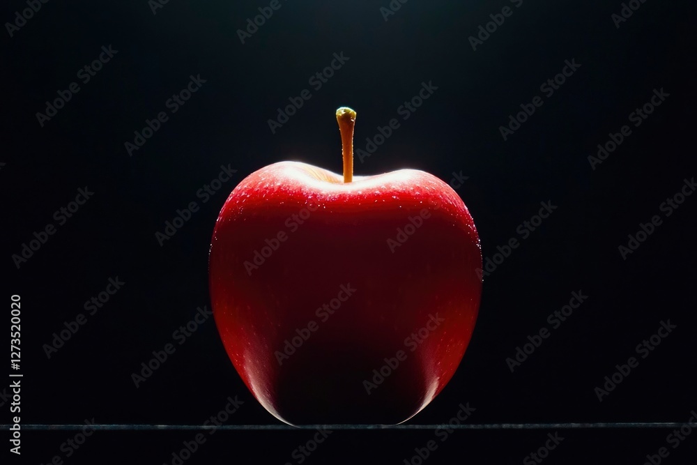 Obraz premium Red apple on dark surface for health, diet, nutrition concepts & education visuals