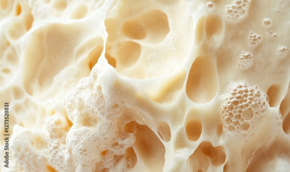 Frothy creamy texture with bubble formations and holes. Frothy creamy texture with bubble formations and holes.