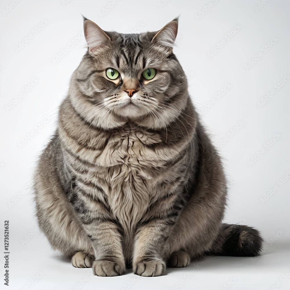 Obraz premium Fluffy Gray Tabby Cat Sitting
