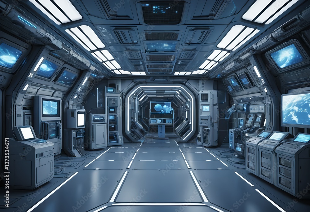 Obraz premium Futuristic Spaceship Interior Corridor