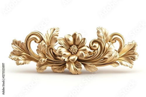 Elegant Golden Floral Ornament: Vintage Flourish Design, Perfect for Wedding Invitations, Greeting Cards, Logos, Branding, and Decorative Projects. A luxurious, intricate, and timeless design element,