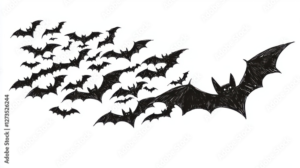 Obraz premium Flock of Bats in Flight