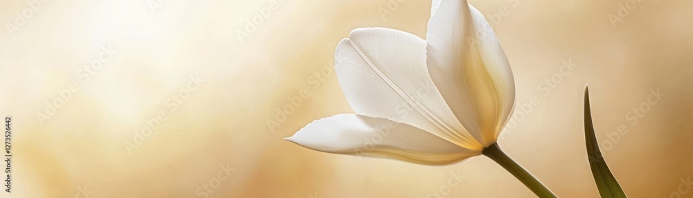 Delicate White Tulip Blossom Softly Illuminated Delicate White Tulip Blossom Softly Illuminated