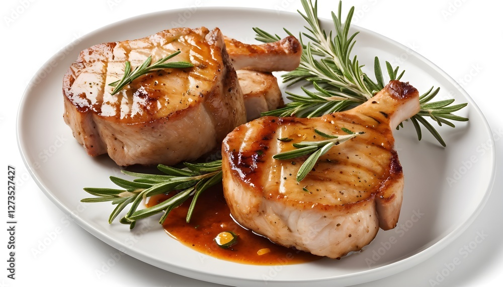 Grilled Pork Chops with Rosemary and Sauce Grilled Pork Chops with Rosemary and Sauce