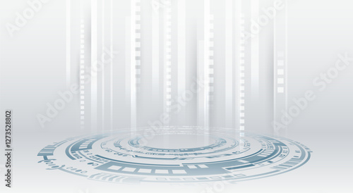 Digital internet communication on grey background. Wide Cyber security internet and networking concept. Hi-tech vector illustration with various technology elements. Abstract global sci fi concept.