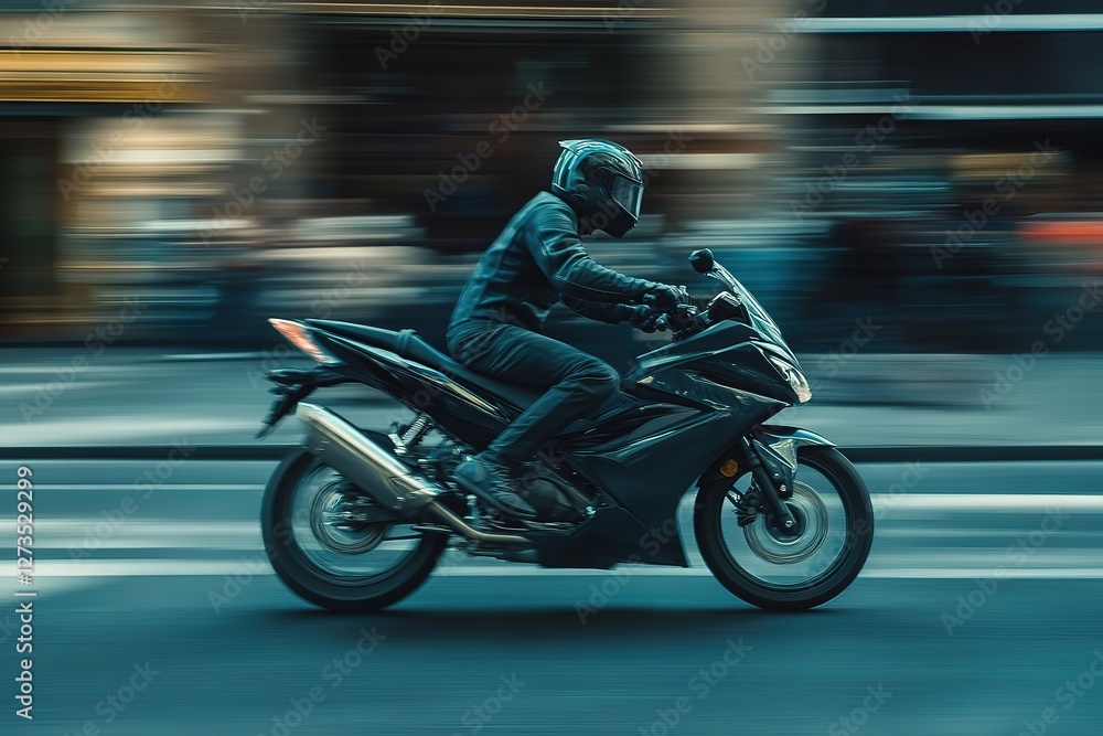Urban Rider: A Dynamic Motorcyclist Speeds Through City Streets, Capturing the Thrilling Energy of Modern Urban Life. The Blurred Motion Creates a Sense of Speed and Excitement, Perfect for Projects Urban Rider: A Dynamic Motorcyclist Speeds Through City Streets, Capturing the Thrilling Energy of Modern Urban Life. The Blurred Motion Creates a Sense of Speed and Excitement, Perfect for Projects