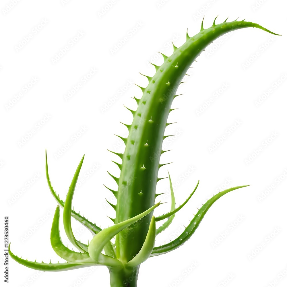 Naklejka premium Aloe Vera Plant with Spines Isolated on White