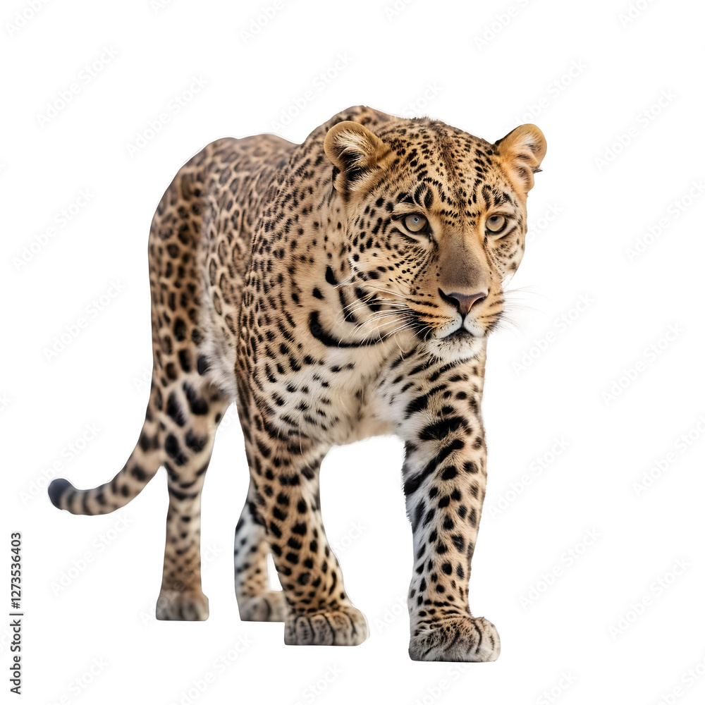 A leopard walking gracefully on a transparent background PNG A leopard walking gracefully on a transparent background PNG