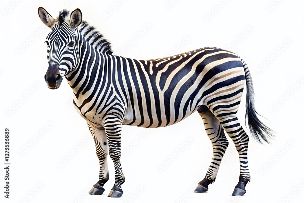 Aerial View of a Single Zebra Isolated on White Background Aerial View of a Single Zebra Isolated on White Background