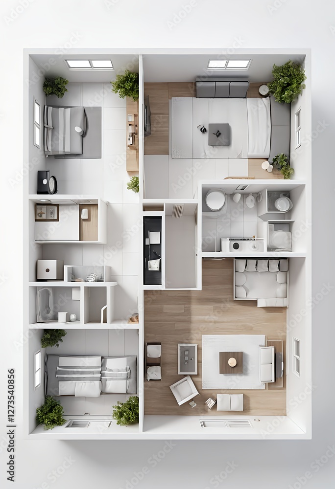 Modern Two-Bedroom Apartment Floor Plan Modern Two-Bedroom Apartment Floor Plan