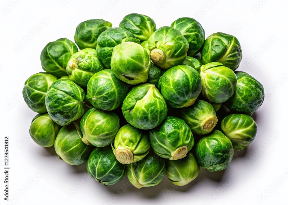 Aerial View of Fresh Brussels Sprouts Isolated on White Background Aerial View of Fresh Brussels Sprouts Isolated on White Background