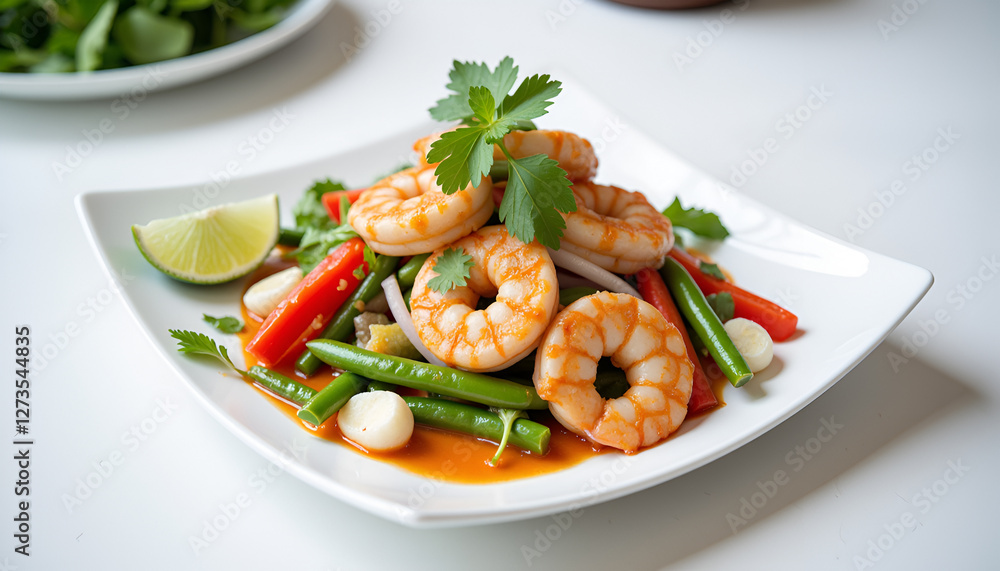Tangy shrimp salad with green beans, hearts of palm, and lime - light and refreshing Tangy shrimp salad with green beans, hearts of palm, and lime - light and refreshing