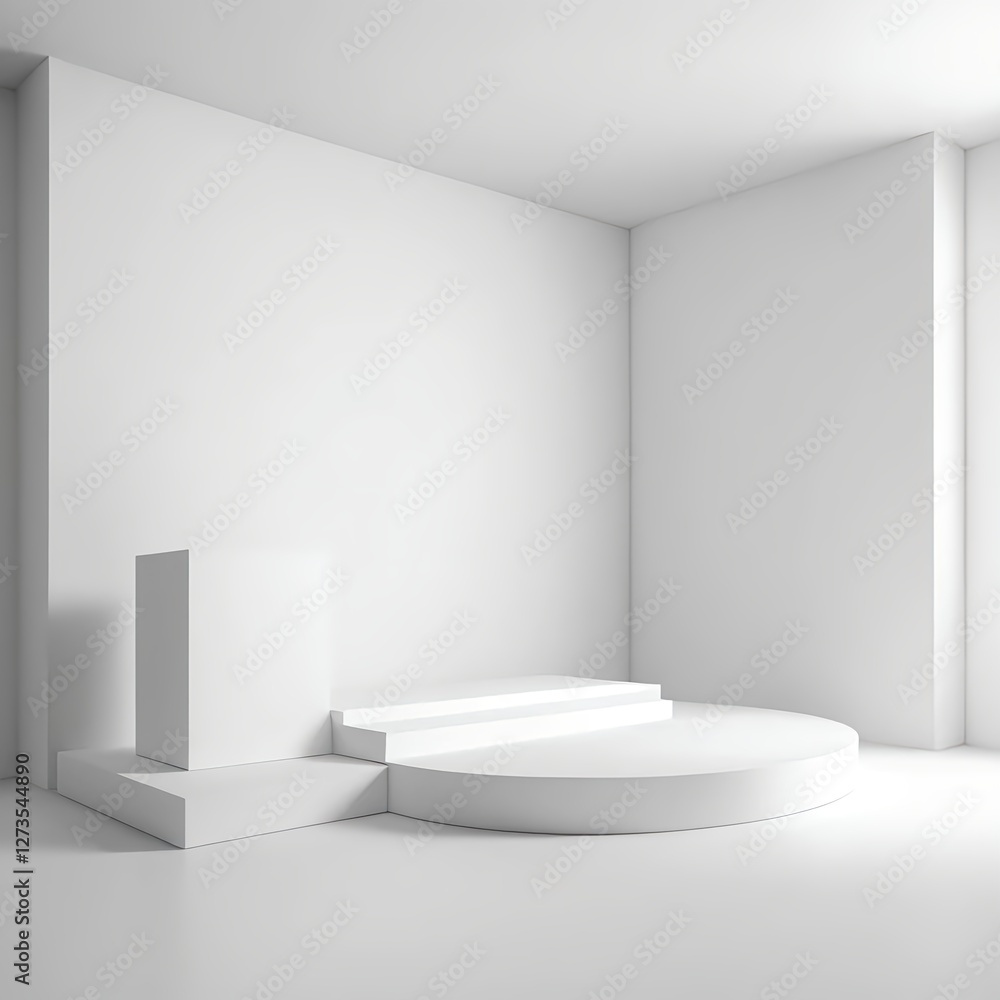 Obraz premium Minimalist White Product Display Platform