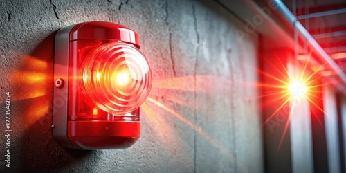 Wallpaper Mural A flash of strobe light illuminates a fire alarm system, highlighting the flashing lights as the alarm sounds in the background, illumination, security Torontodigital.ca