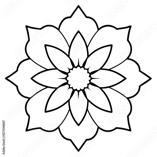 Minimalist Cosmos Flower Mandala Line Art Vector