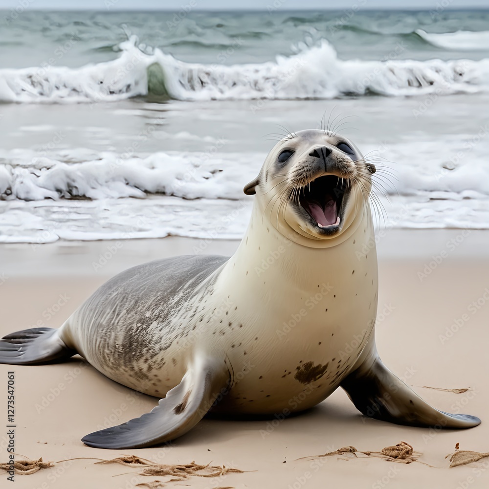 Obraz premium Happy Seal Pup on Sandy Beach