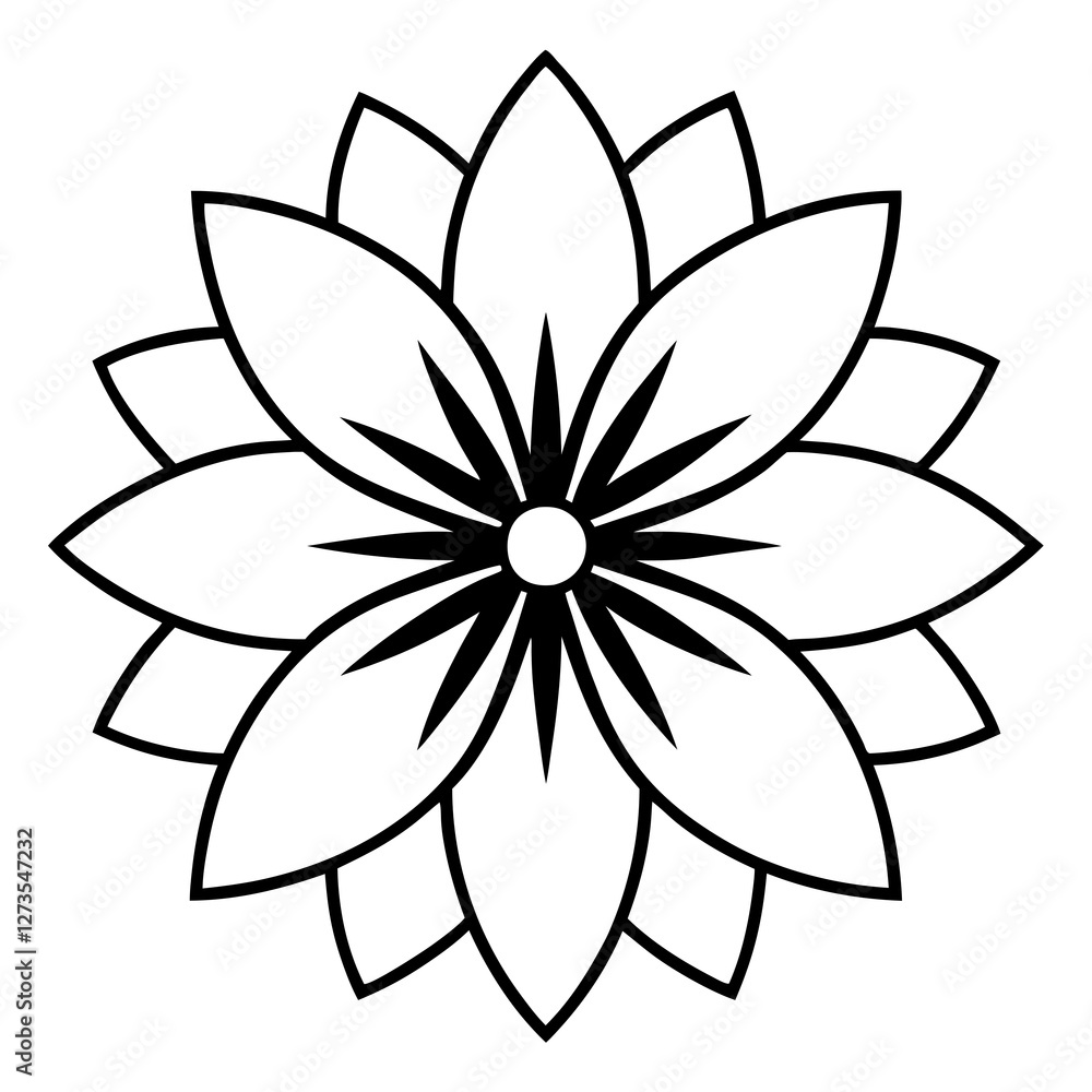 Minimalist Cosmos Flower Mandala Line Art Vector Minimalist Cosmos Flower Mandala Line Art Vector