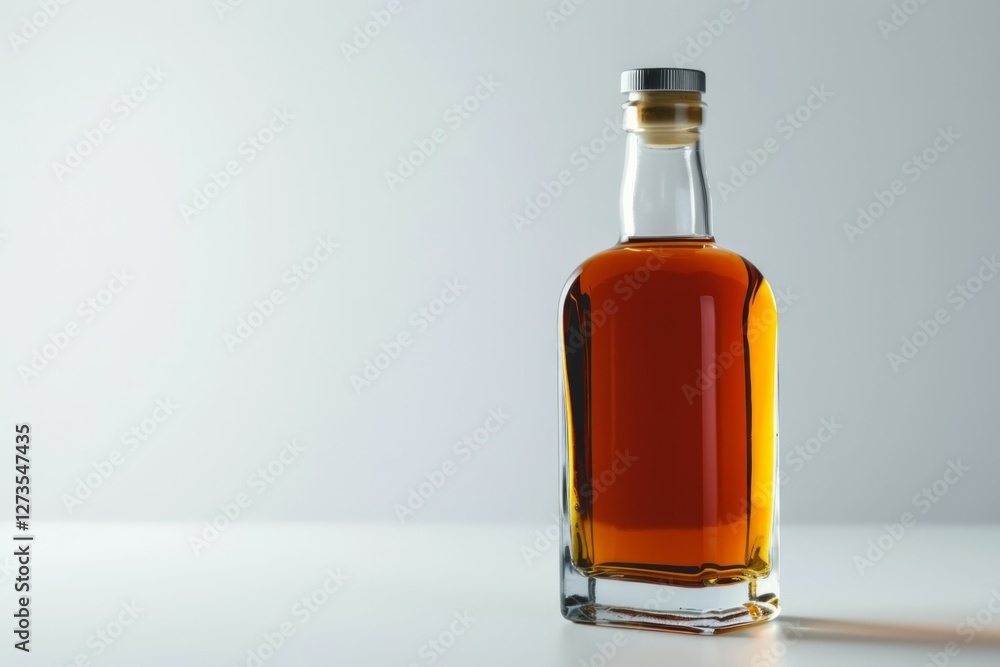 Whisky alcohol glass bottle on table with a white background. High definition photo Whisky alcohol glass bottle on table with a white background. High definition photo