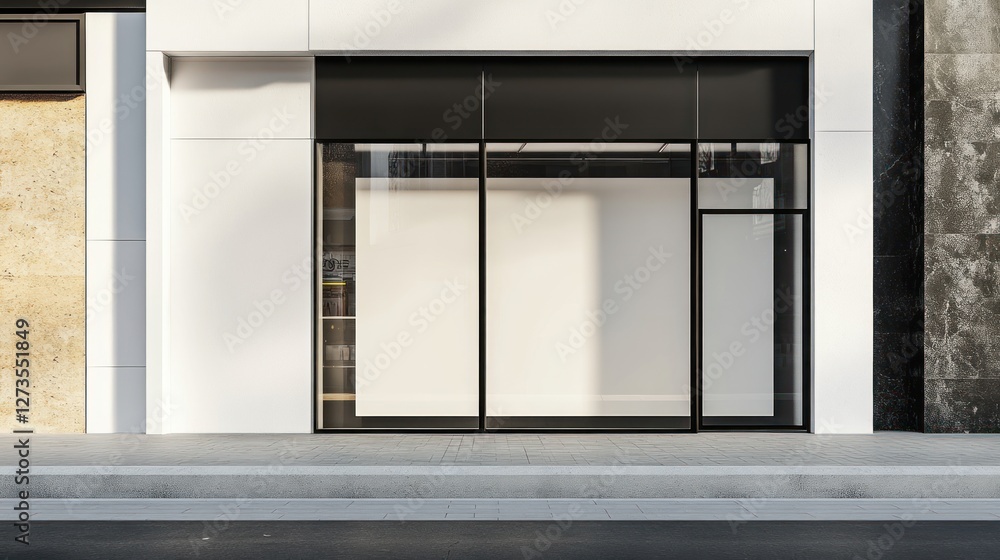 Fototapeta premium Empty storefront with large window display.