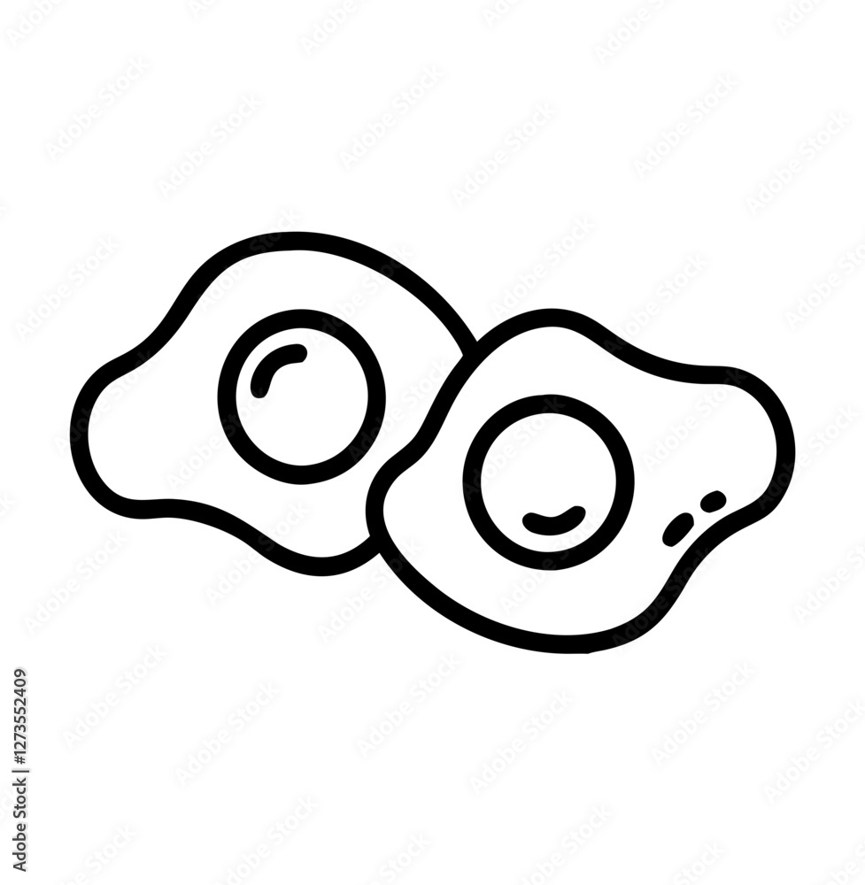 Icon of fried eggs outline on a transparent background for food concept Icon of fried eggs outline on a transparent background for food concept