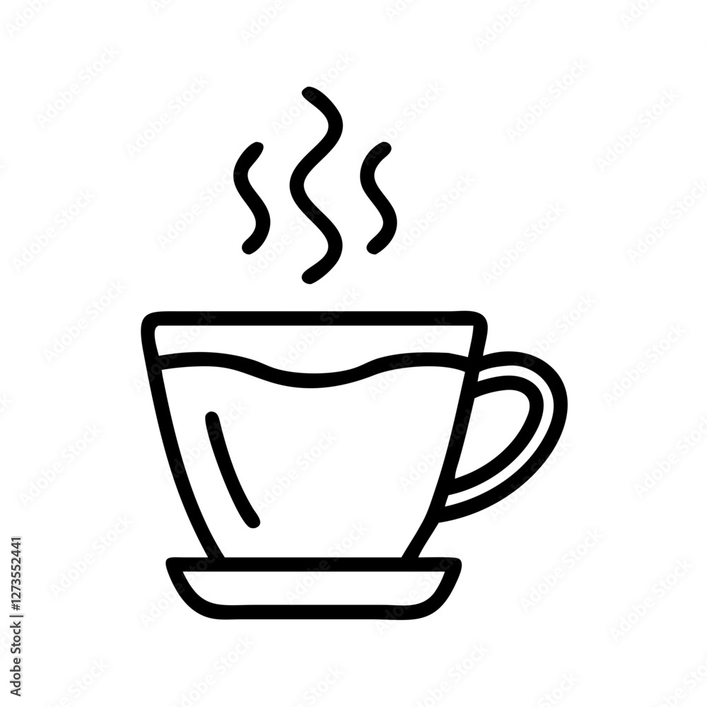 Icon of a cup of coffee or tea outline on a transparent background for food concept Icon of a cup of coffee or tea outline on a transparent background for food concept