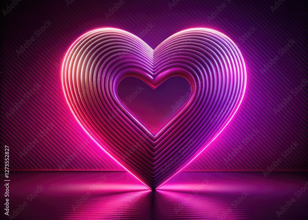 Pink Retro Heart Purple Background Surreal 2D Art - V-Shaped Line Design Pink Retro Heart Purple Background Surreal 2D Art - V-Shaped Line Design