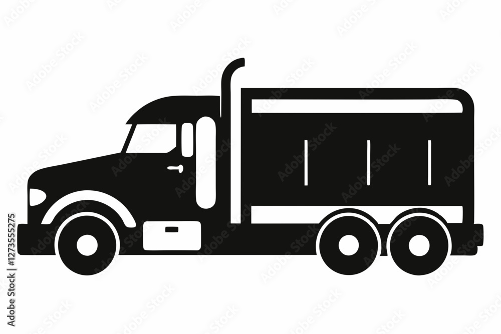 Semi Truck Side View Line Art Vector Semi Truck Side View Line Art Vector