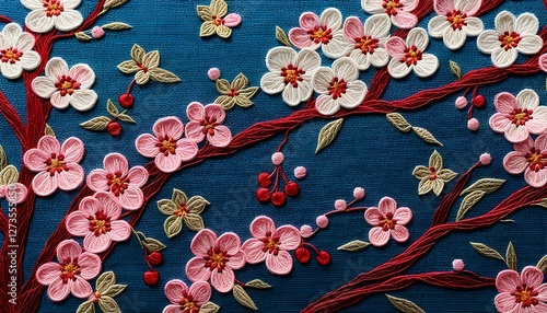 Beautiful Spring Blossom Embroidery Art