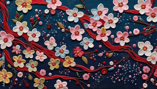 Beautiful Spring Blossom Embroidery Art
