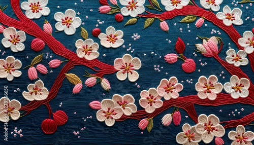 Beautiful Spring Blossom Embroidery Art