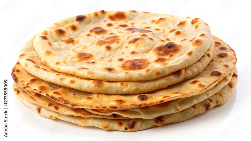 Stacked Flatbreads on White Background Stacked Flatbreads on White Background