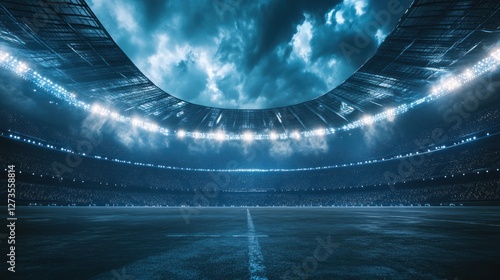 Fototapeta Naklejka Na Ścianę i Meble -  Dramatic empty stadium at night.