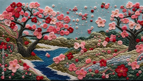 Beautiful Spring Blossom Embroidery Art