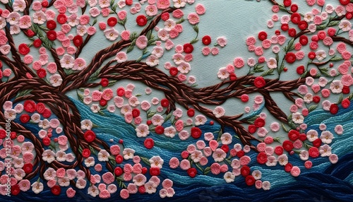 Beautiful Spring Blossom Embroidery Art