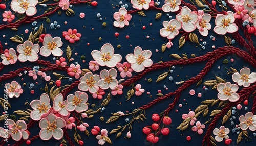 Beautiful Spring Blossom Embroidery Art