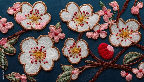 Beautiful Spring Blossom Embroidery Art