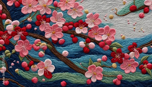 Beautiful Spring Blossom Embroidery Art