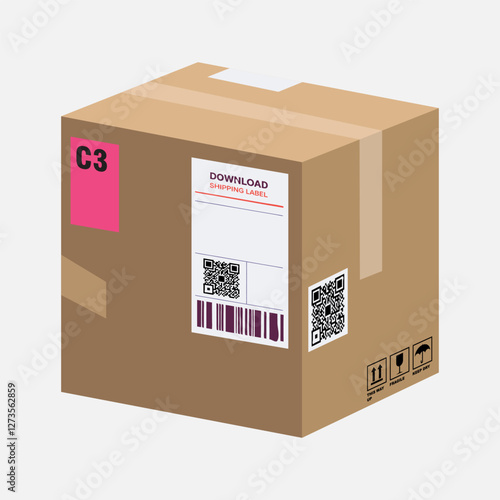 Box paper realistic packaging template for decoration