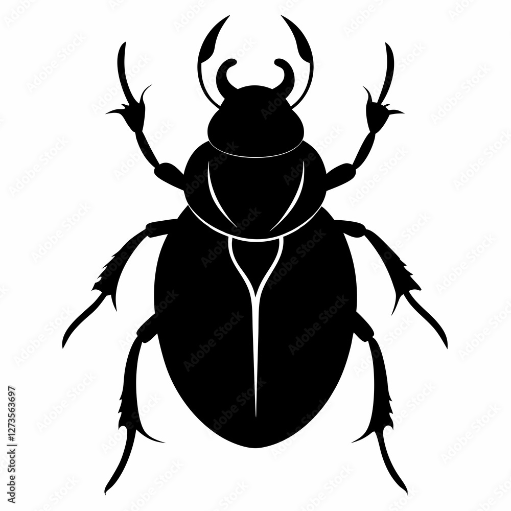 Minimalist Dung Beetle Silhouette Vector Minimalist Dung Beetle Silhouette Vector