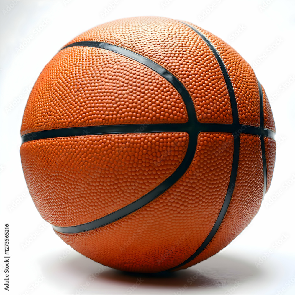 Obraz premium Basketball orange basketball, dimpled texture, clear black lines, perfect shape, plain white background.